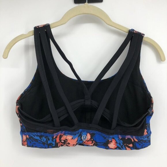 Lululemon Blue Multi / Black Energy Bra (Exhale) Mini Paint Storm Harbor size 8 - Picture 5 of 16